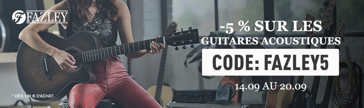 5% de réduction sur les guitares folk Fazley